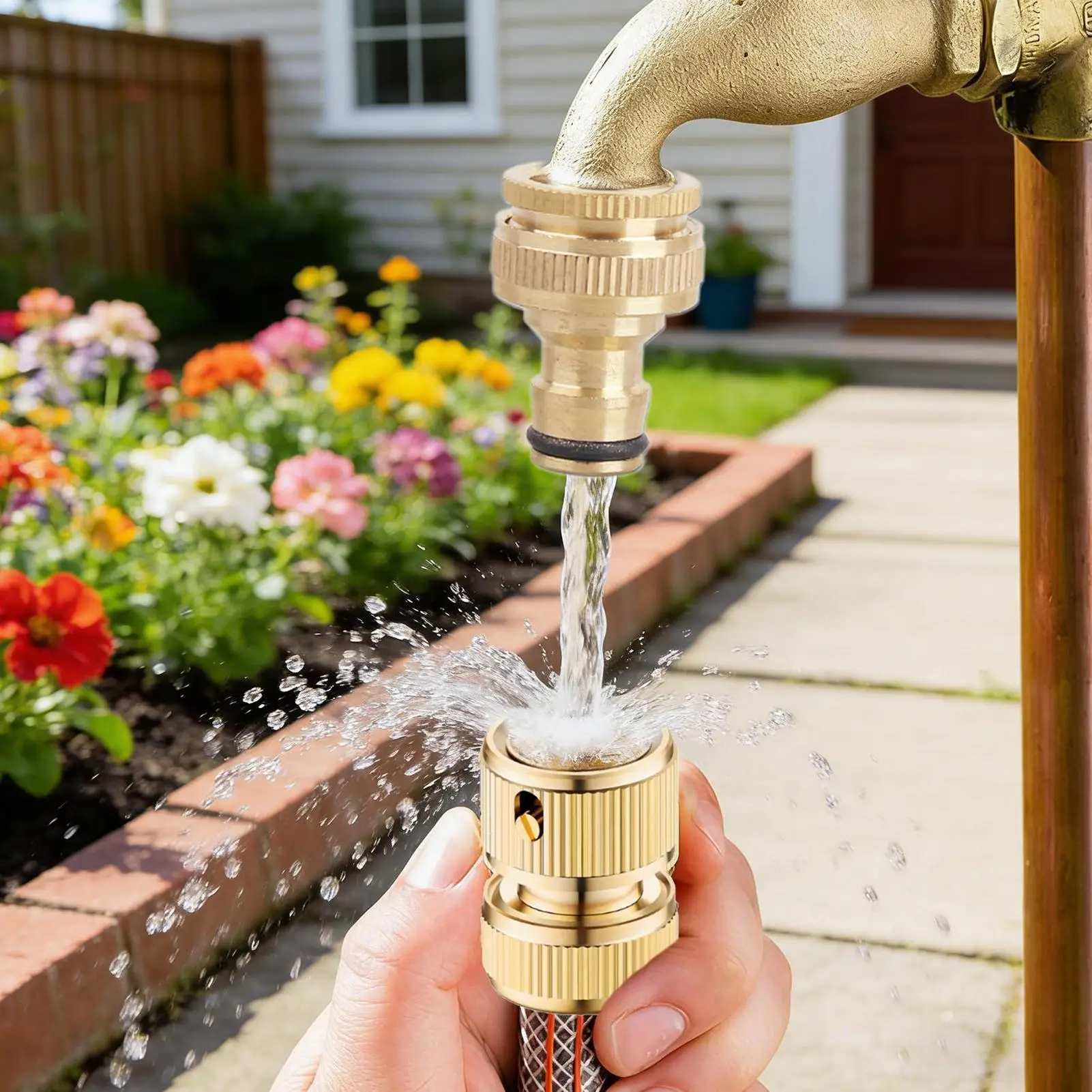 Garden Hose Quick Connect Tube Brass Watering Adapter Quick Disconnect Hose Coupling For Garden Driveway Irrigation Outdoor RV