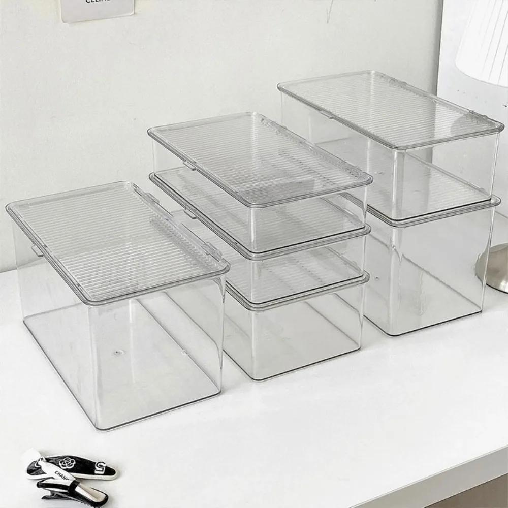 

Office Supplies Desktop Storage Box New with Lid Large Capacity Book Document Storage Box Transparent PET Cosmetic Organizer Box