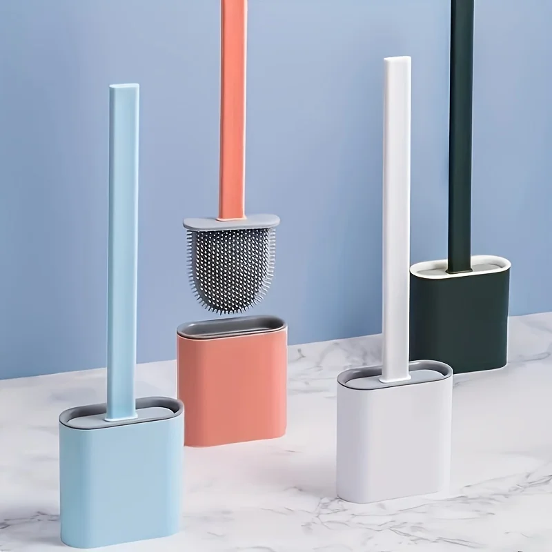 Brosse de toilette 1 pièce, brosse de nettoyage de salle de bain, tête à poils souples pour le nettoyage sans Angle mort-nettoyage de salle de bain aussi