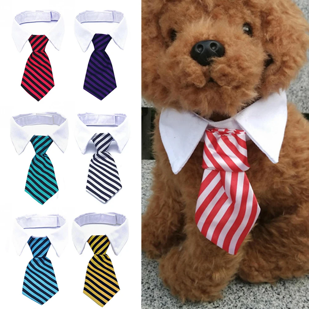 

Colorful Pet Grooming Supplies Medium Large Dogs Cats Striped Formal Collar Bow Tie Dog Necktie