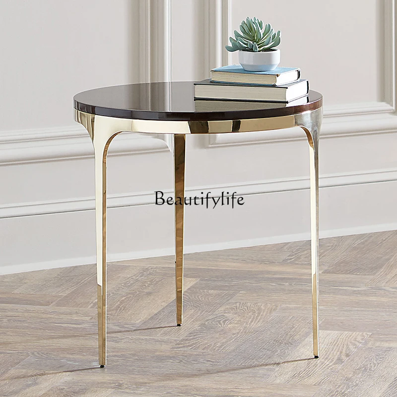 

03.Delicate round edge few stainless steel mirror champagne metal small round few