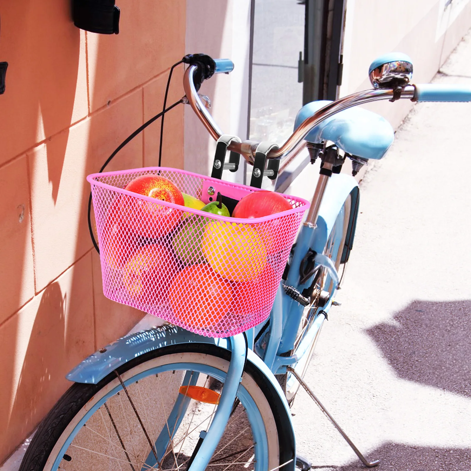 

Front Bike Basket for Women Square Mesh Design Sturdy Iron Handlebar Storage Quick Release for Daily Commute Shopping and Kids