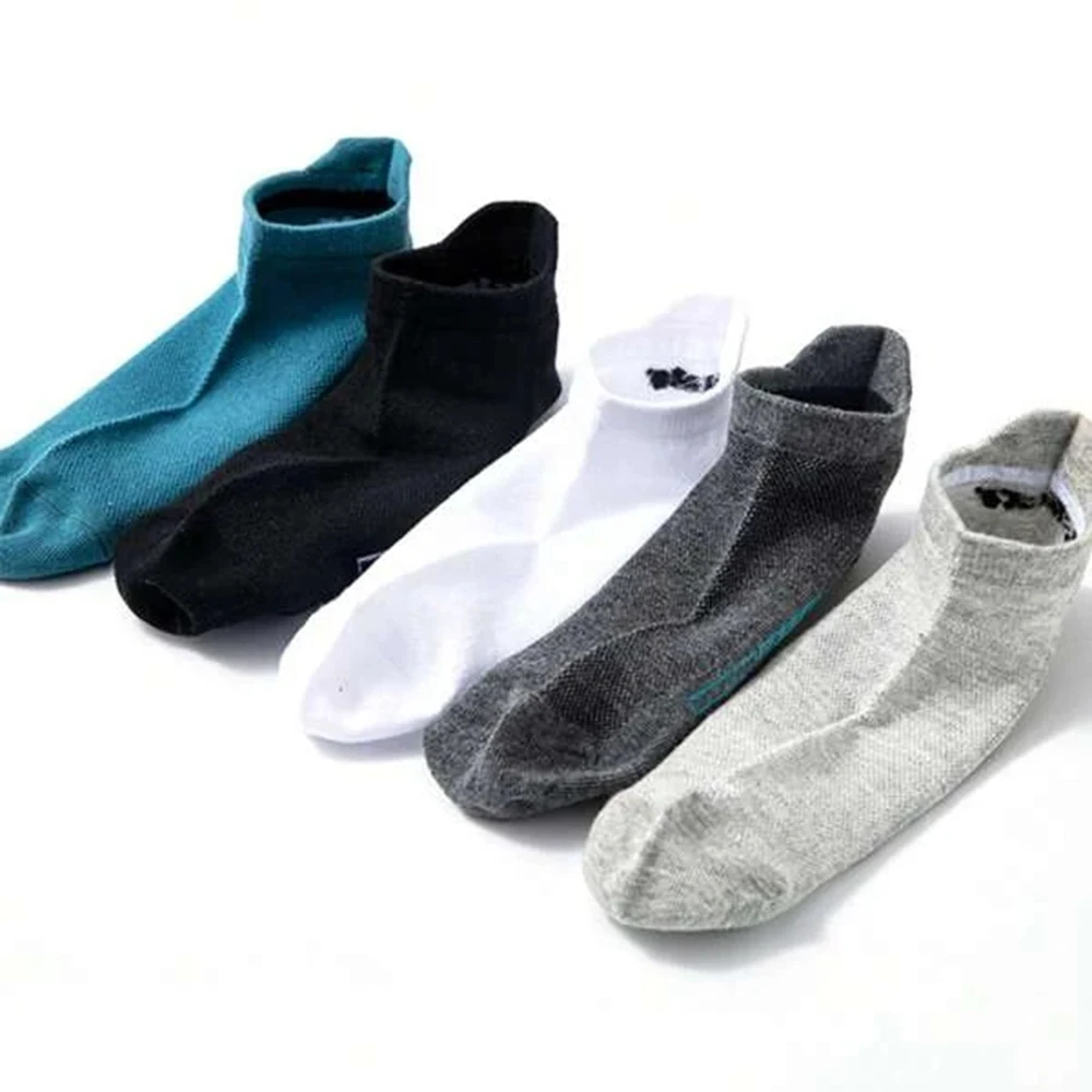 Calcetines tobilleros de corte bajo con cuello redondo para hombre y mujer, medias deportivas de malla transpirable para verano y otoño, 5 pares