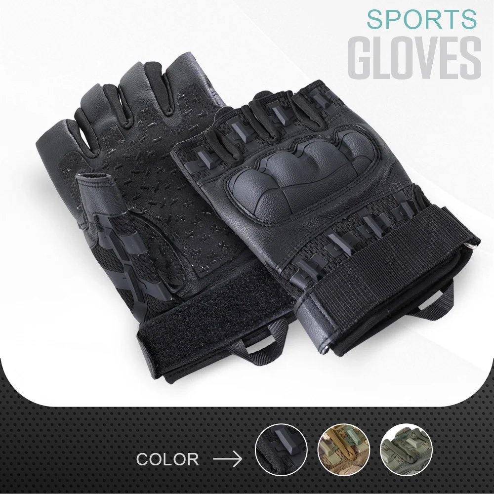 Fingerless Gloves Tactical Gloves Non-Slip Breathable Hard Shell Half Finger Protective Gear for Hiking Combat Shooting Hunting