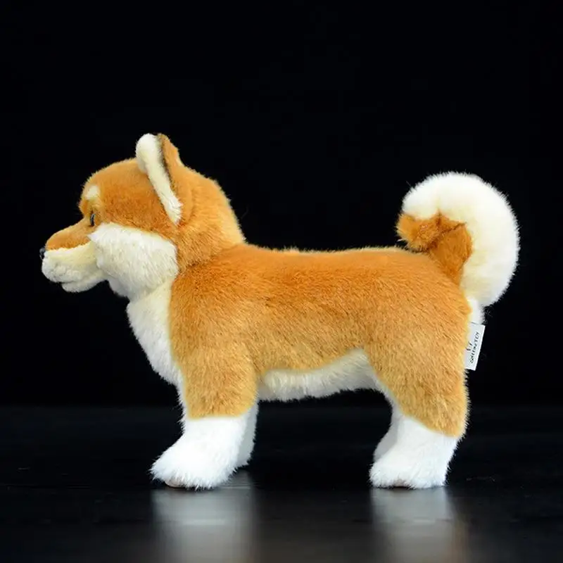 20Cm Real Life Standing Black Japanese Shiba Inu Plush Toys Soft Lifelike Dog Stuffed Animal Toys