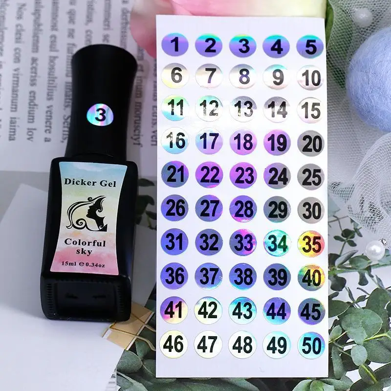 New 10Pcs Waterproof Nail Polish Number Stickers Labels For Gel Lacquer Lipstick Bottles & Tips Manicure Display Marking Tool