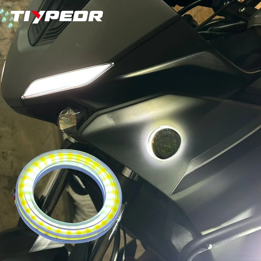 TIYPEOR 50mm Logo LED for YAMAHA LED Angel Eyes Motorcycle Lights COB Circle Waterproof White/Yellow Ring Light Logo Backlight