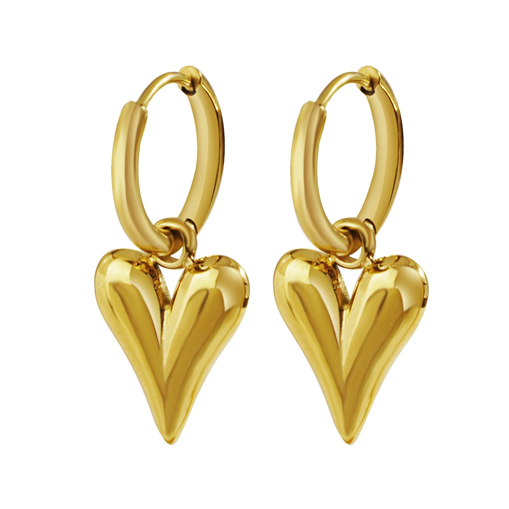 Stainless Steel Europe And America Geometry Fashion Heart Stud Earrings Jewelry Gift For Women