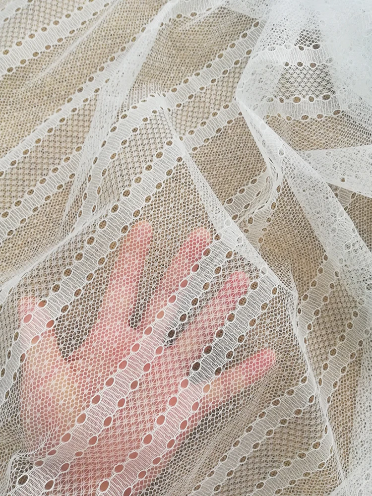 14 Styles can choose off white embroidered jacquard tulle fabric for  wedding dress french prom skirt sewing mesh cloth