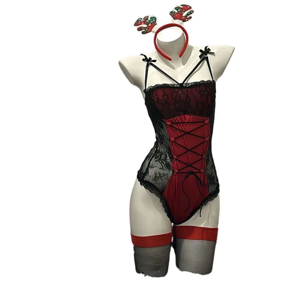 Traje de chica conejito rojo para mujer, disfraces de Cosplay, mono con corsé, lencería Sexy, mono de rol de Anime, uniforme Sexy de fiesta Porno de conejo