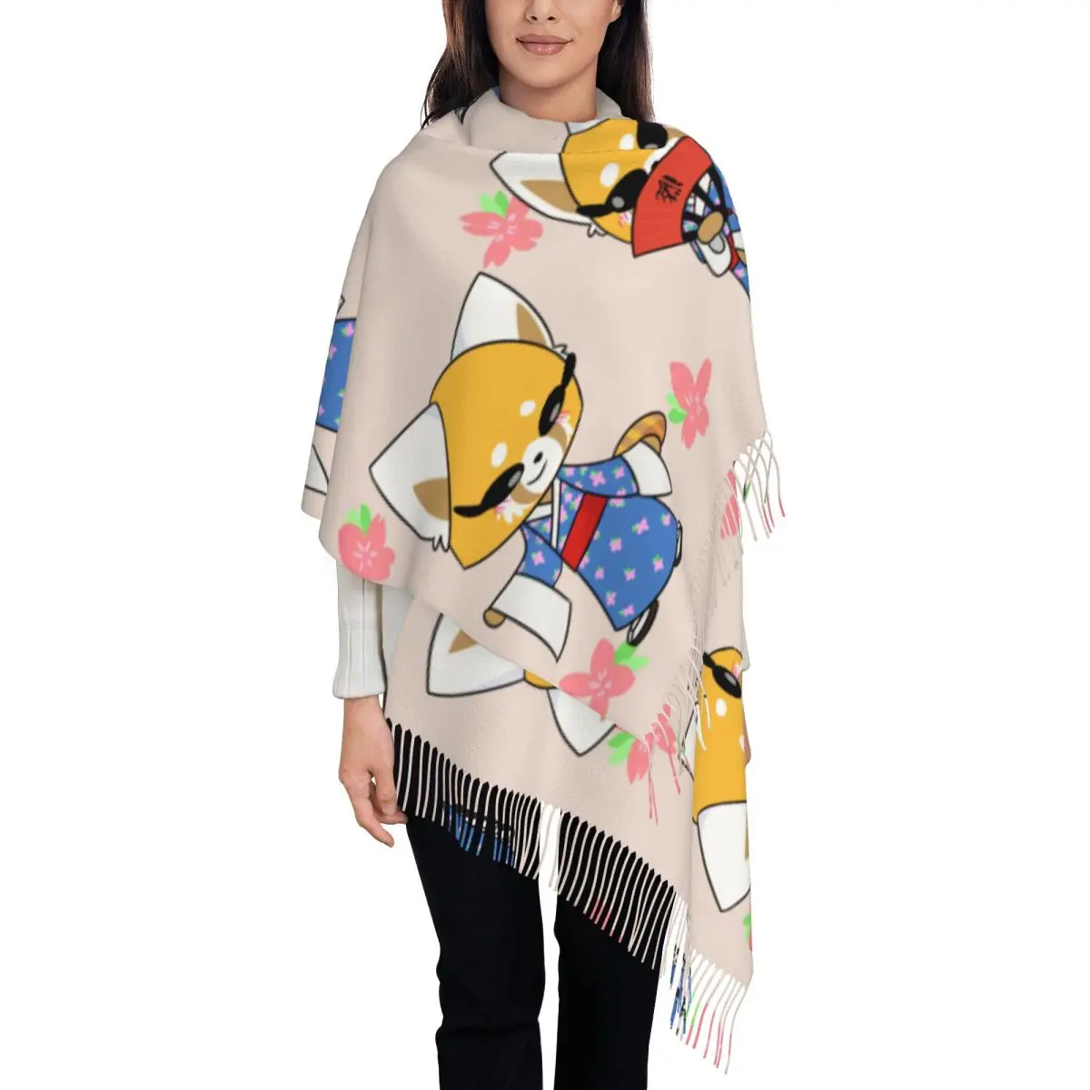 

Custom Print Japan Anime Aggretsuko Cartoon Scarf Men Women Winter Warm Scarves Shawls Wraps