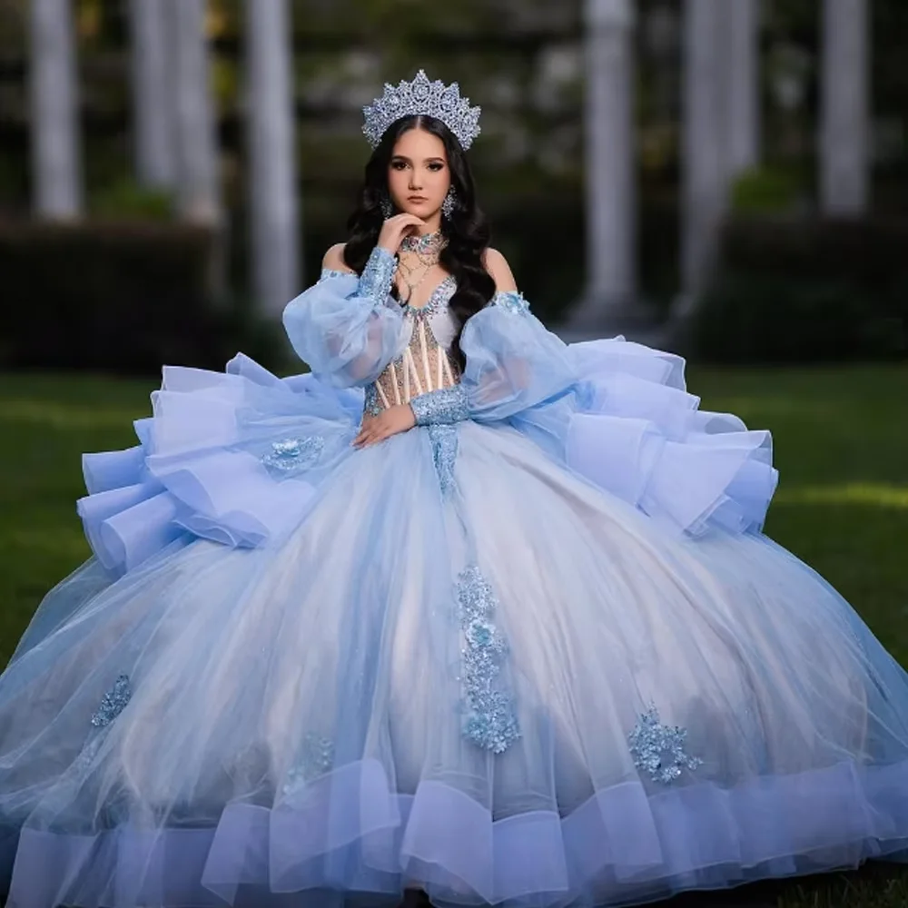 Lilac Quinceanera Dresses Ball Gown Sweetheart Appliques Beaded Sweet 16 Dresses 15 Años Mexican Customized