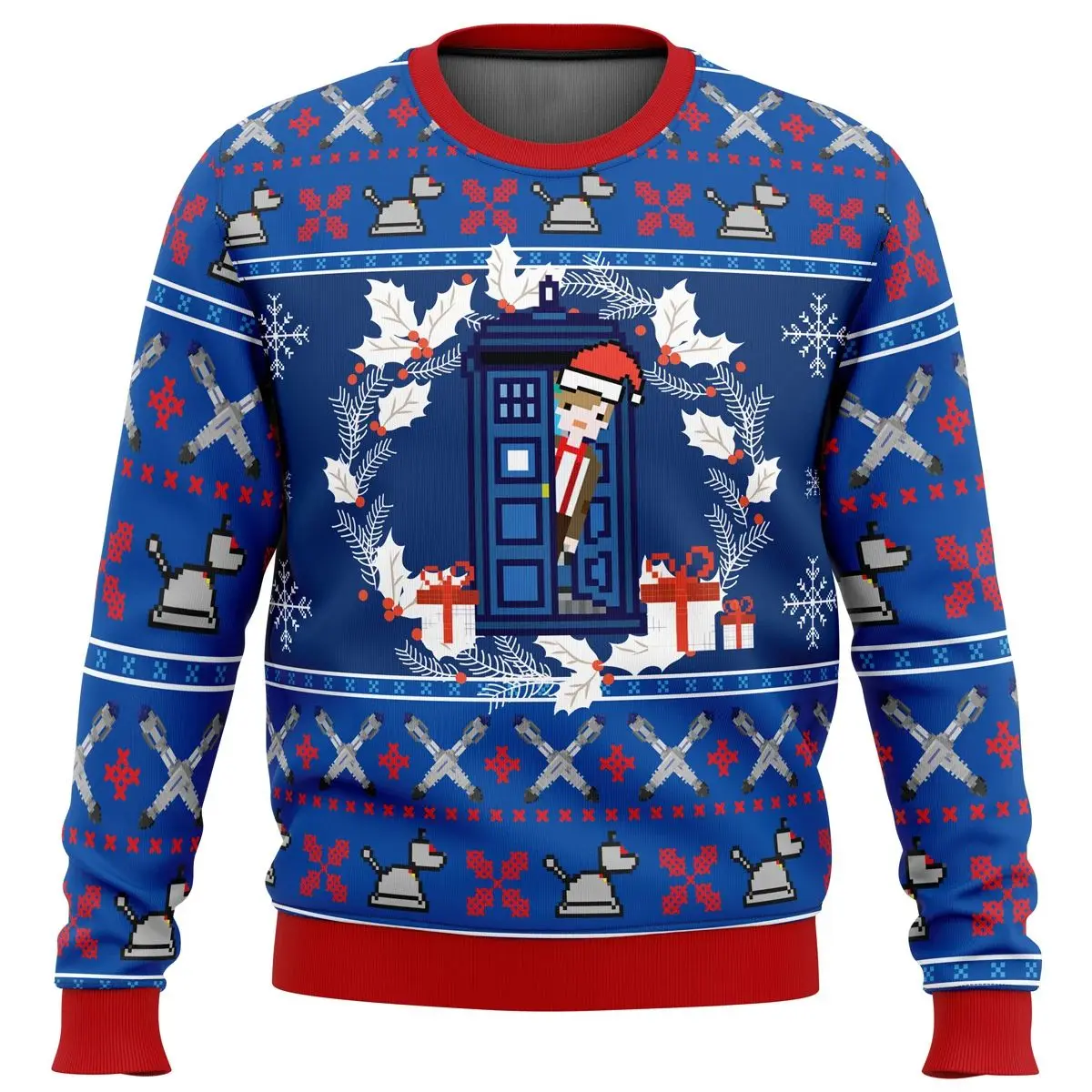 

Doctor Who Tardis Ugly Cisas Sweater Gift S Claus Long Sve round Ne Knitted Sweater for Men Youthful Vitali Sle