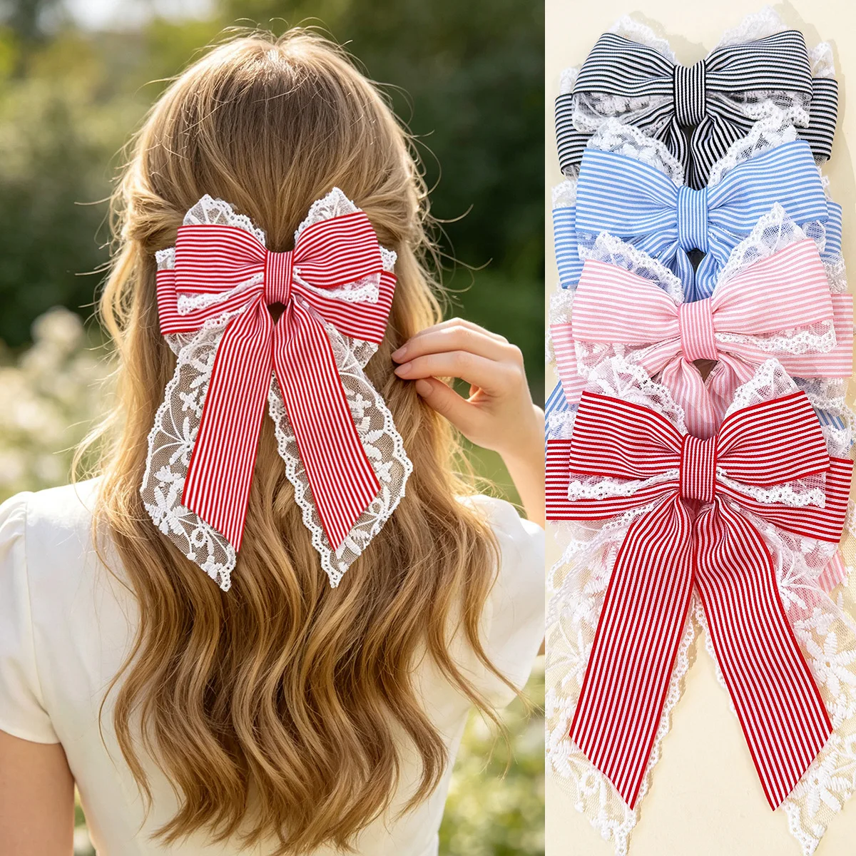 pinces-a-cheveux-avec-nœud-en-dentelle-et-ruban-raye-55-pouces-pour-femmes-et-filles-pinces-a-cheveux-pour-queue-de-cheval-20-pieces-lot