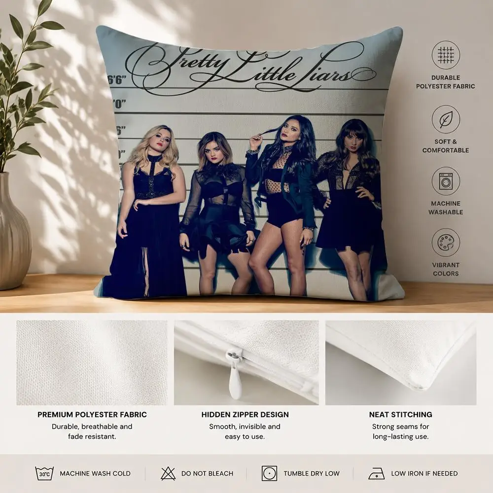 New P-Pretty Little Liars Cushion Cover 40x40cm Square Decorative Sofa Cushion Cover Bedroom Living Room Home Decor Gift
