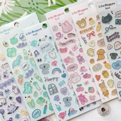 3/6 pcs Random Cartoon Kawaii Colorful Animals Stickers Scrapbooking Diy Journal Cute Stationery Decor Aesthetic Sitckers Gift