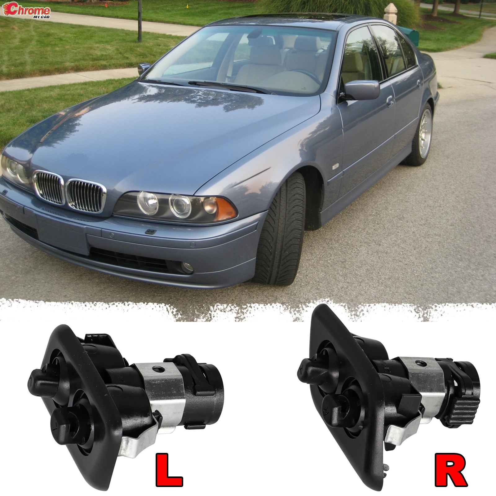 2X Left Right Headlight Washer Nozzle For For BMW 5 Series E39 525i 525iT 528i 528iT 530i 540i 540iT M5 61678360662 61678360661