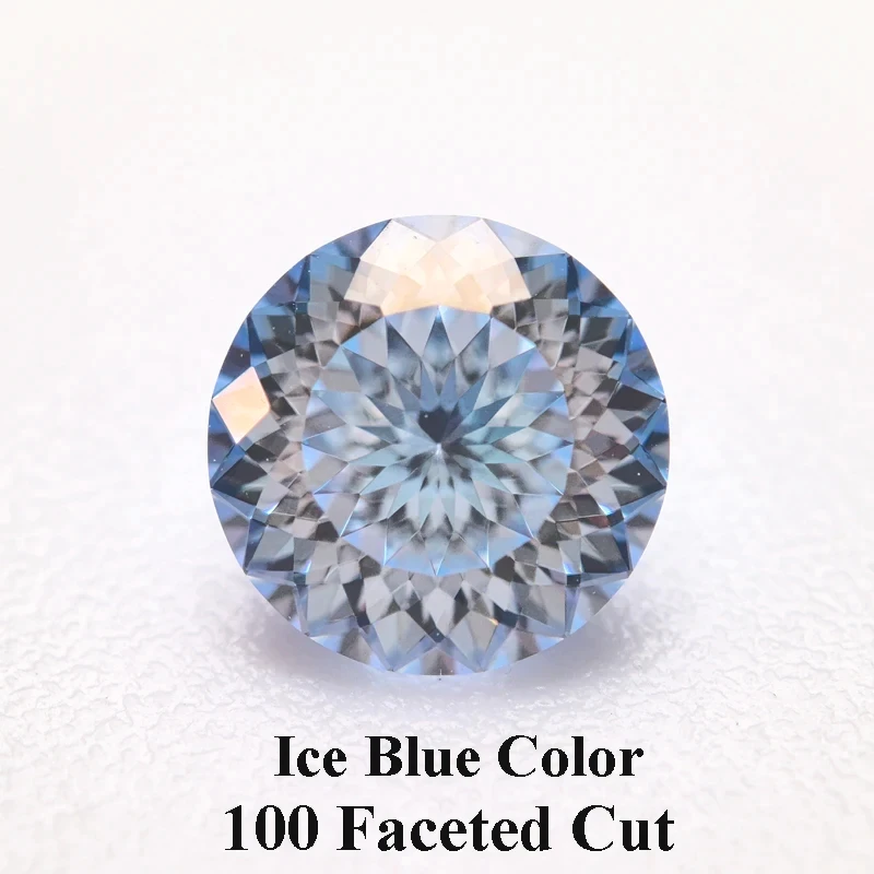 

Moissanite Stone 100 Faceted Cut Ice Blue Color Round Shape Lab Grown Gemstone for Charms Women Jewelry with GRA Certificate