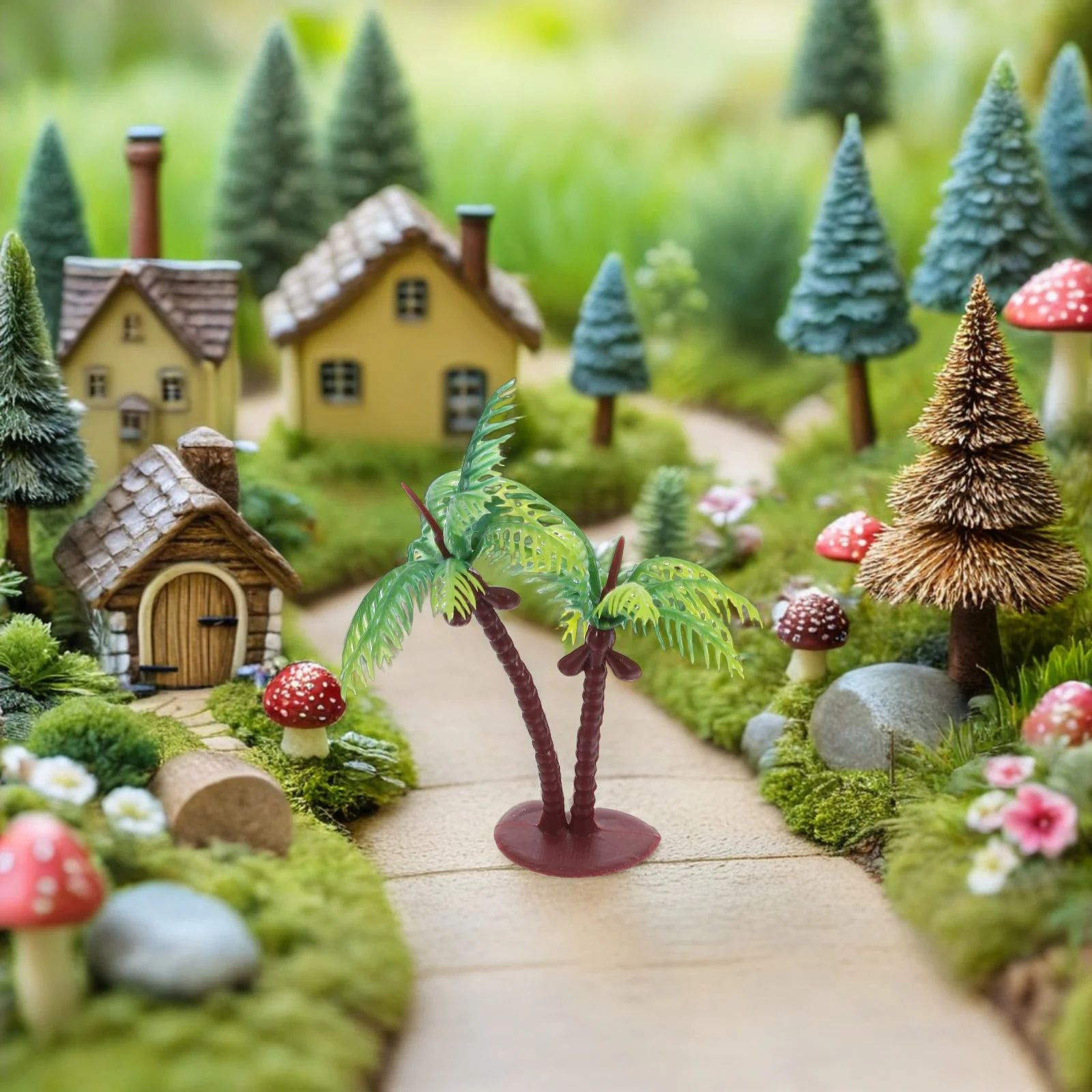 36 Stück Mini-Kokosnuss-Palmen, künstliche tropische Pflanzen für Aquarium, Terrarium, Strandparty, Dekoration, Kunststoff, Miniaturlandschaft