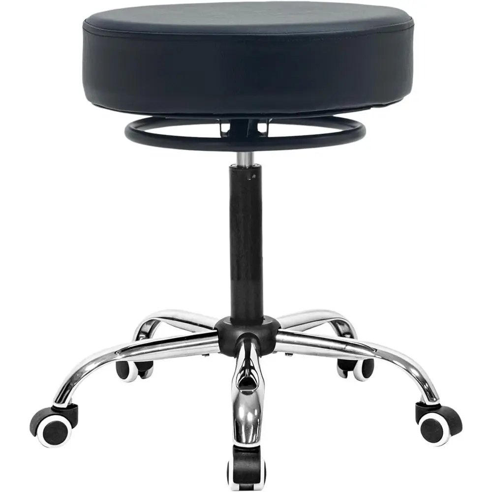 

Усиленный табурет на колесиках с гидравлическим поворотным механизмом для салонов красоты, кухни, массажных кабинетов, стоматологий (черный)