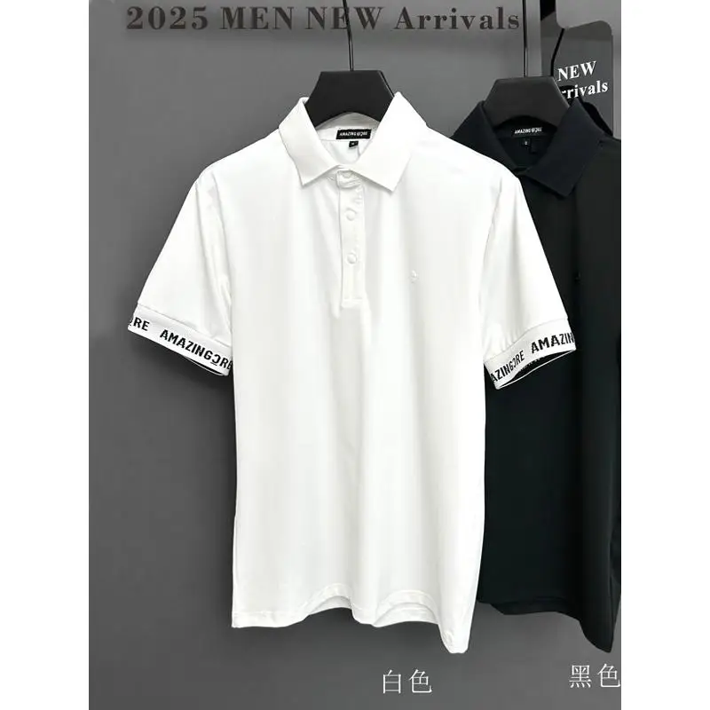 

2025 New Summer Golf Shirt Men Short Sleeved Breathable Sports Golf T-shirt