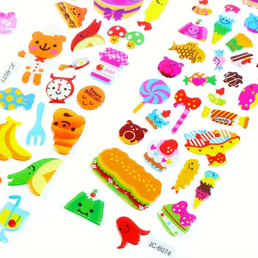 6pcs Food Stickers 3D Puffy Cartoon Cake Stickers For Diy Craft Scrapbook Notebook Label Party Decor Refrigerator ZSY