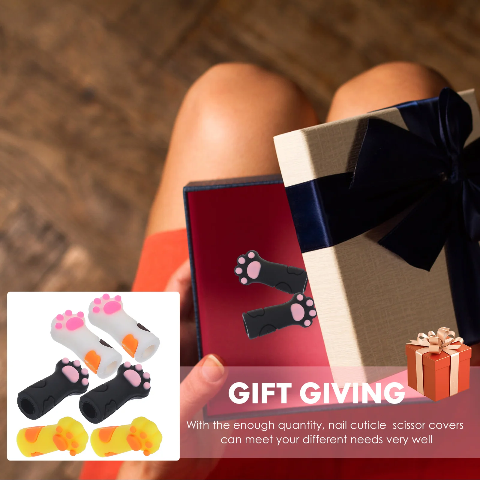 

6pcs Cat Paw Shaped Silicone Cuticle Scissors Covers Protective Caps For Nail Tweezers Manicure Pedicure Tool Storage Cover