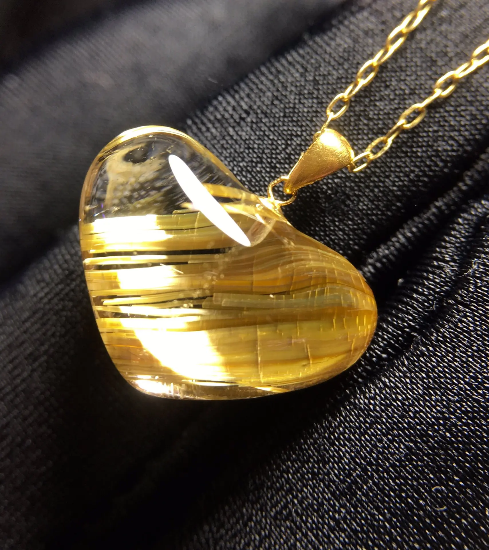 

Подвеска из натурального золота с рутилированным кварцем Love Rutilated Ювелирные изделия 18,3*12,5*8,3 мм для женщин и мужчин Исцеляющий слабовой камень «кошачий глаз» AAAAAA