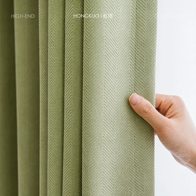 NH5062Herringbone pattern thick blackout curtains finished bedroom living room