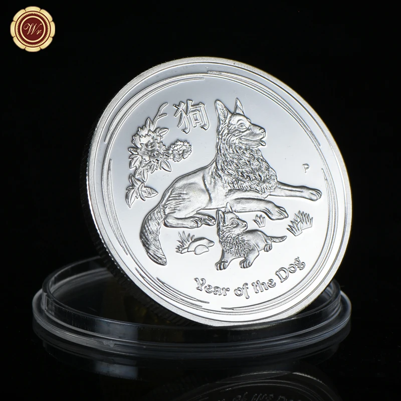 Chinese Lunar Zodiac Souvenir Coin 2018 Australia Elizabeth Ii Silver Gold Plated Year of The Dog Coin Souvenir Collectible Gift