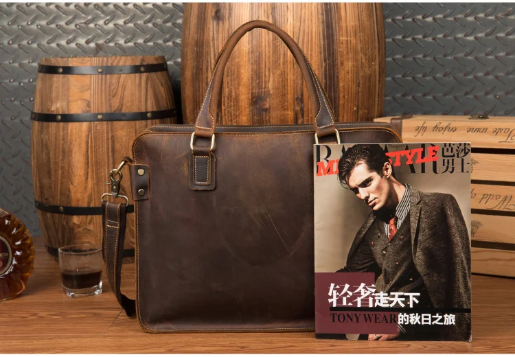 Imagem -05 - Newsbirds 100 Couro Bolsa para Portátil 15 Polegadas Estilo Retro Maleta Bolsa de Mão para Homens Masculino Negócios Bolsa para Portátil Weekender Tote