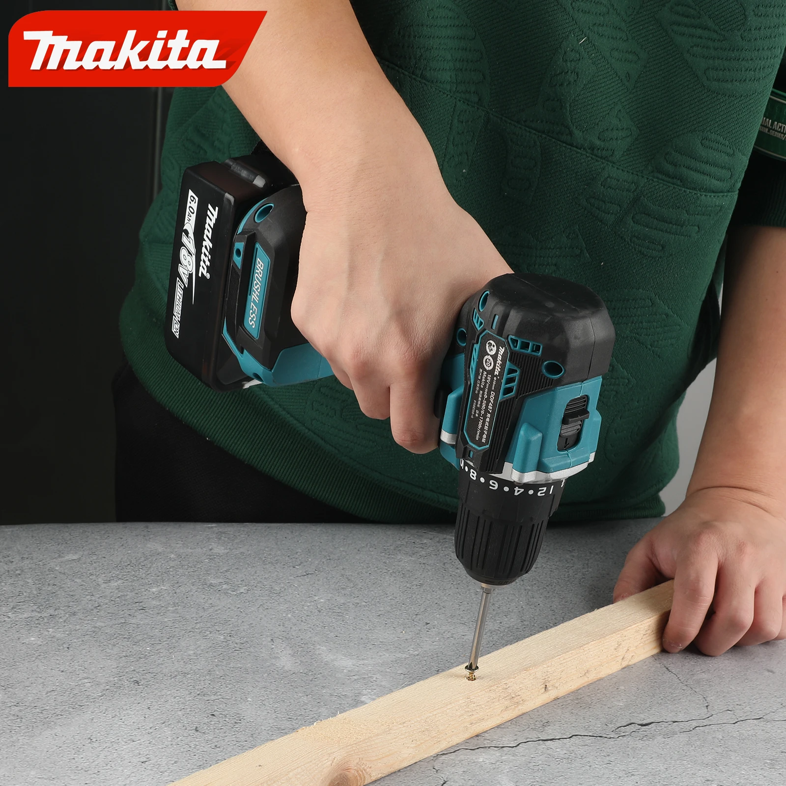 Makita DDF487 electric screwdriver Lithium brushless screwdriver Home wireless pistol drill 10mm