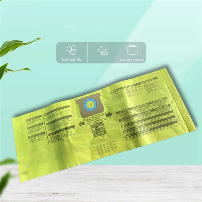 Accessoires de balayeuse 7 pièces sac à poussière sec universel aspirateurs de 5 à 8 gallons pour sacs à poussière de 5 à 8 gallons jaune