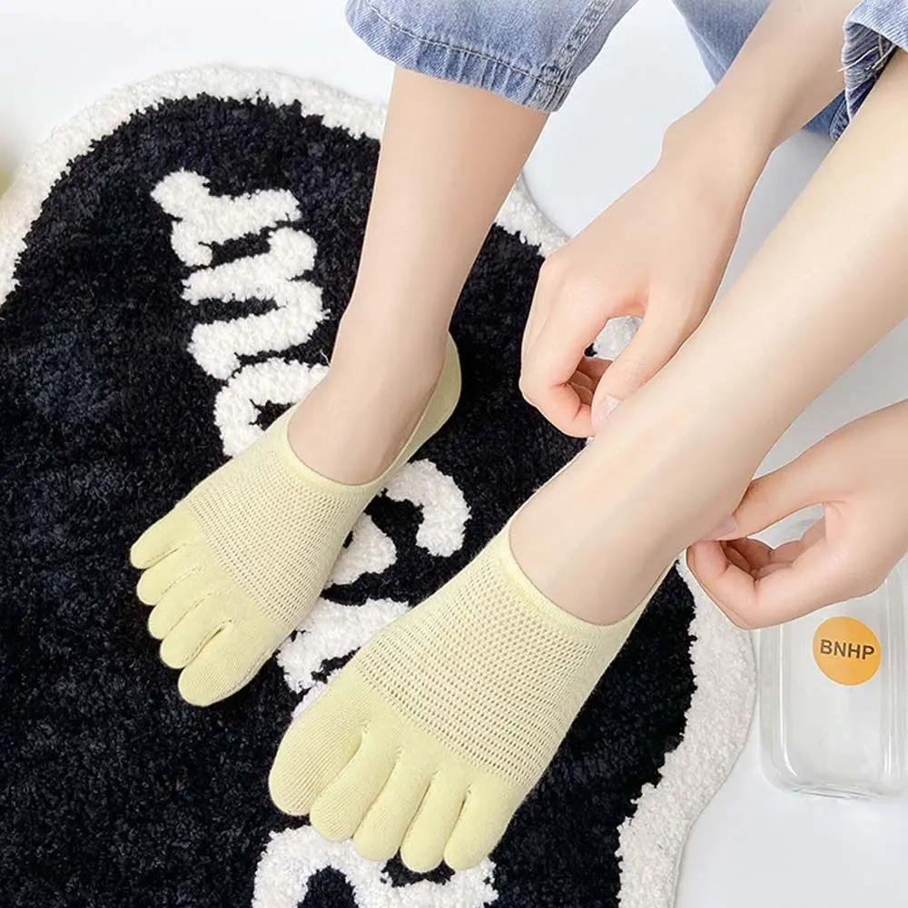 

Invisible Elastic Women Short Socks Five Toe Solid Color Hollow Toe Socks Mesh Boat Socks Five Finger Socks Female Hosiery