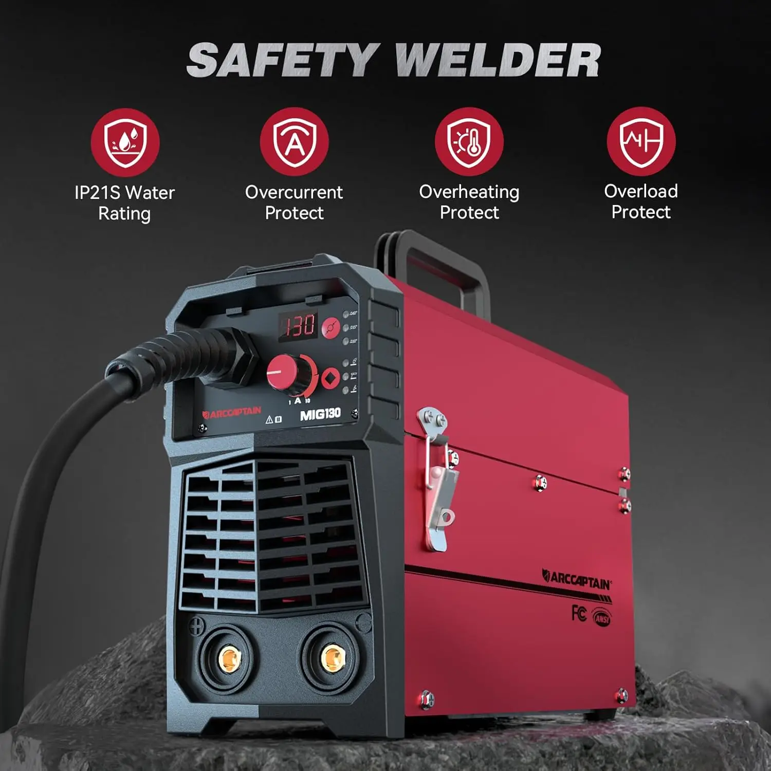 MIG130 130A 3 in 1 MIG Welder 110V Flux Core MIG Lift TIG Stick IGBT Inverter  less Welding Machine