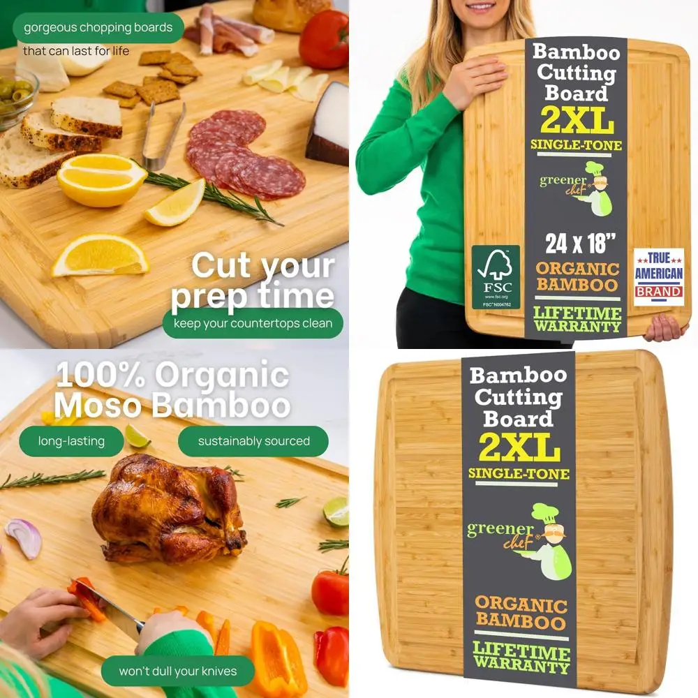 

Очень большие бамбуковые разделочные доски для кухни, плита, резьба по мясу, измельчение овощей, глубокие соковые канавки, бордовые доски