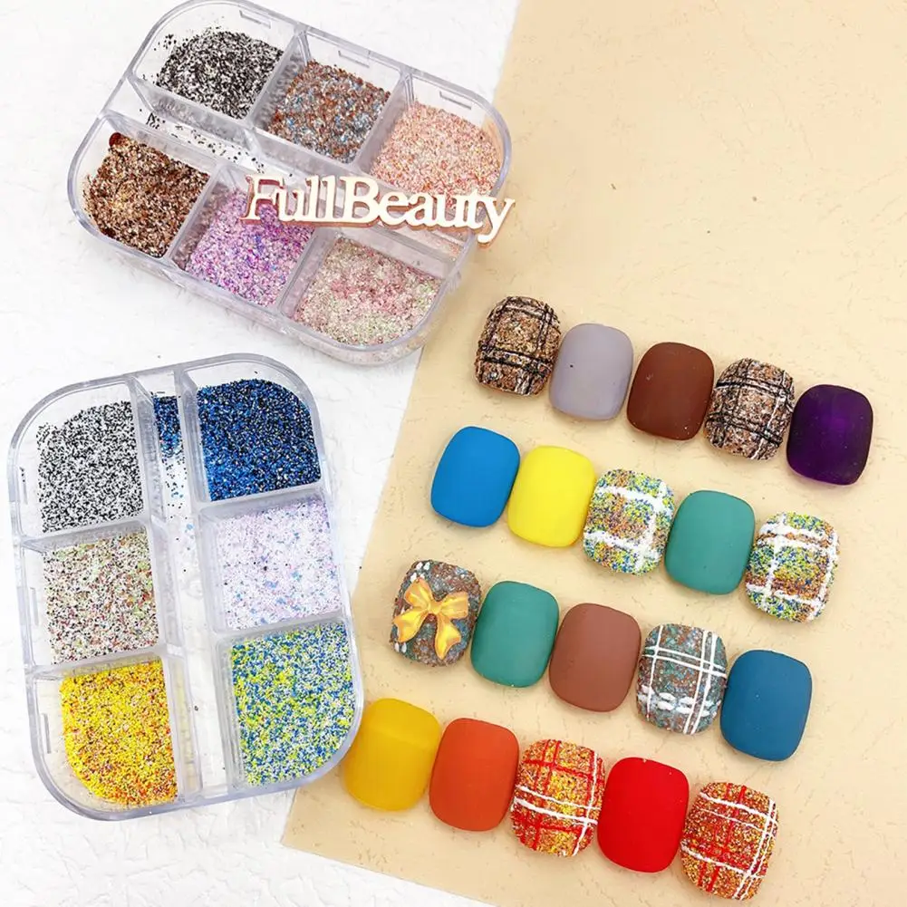 5g Safe Nail Art Powder Easily Applying Non-Floating Natural Extract Weave Design Mixed Color Sand Pigment Dust