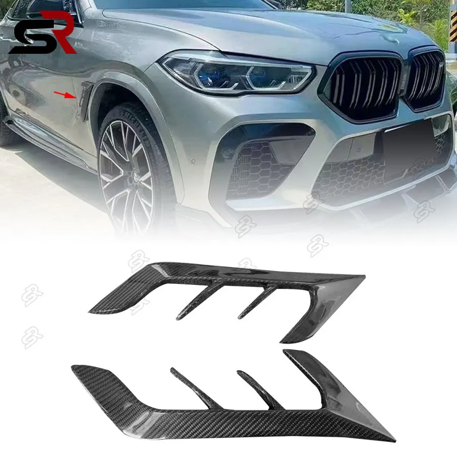

For BMW X6M F96 2019-2022 Carbon Fiber Side Bumper Wings Wind Leaf Fenders Splitter Spoiler Body Kits Auto Accessories