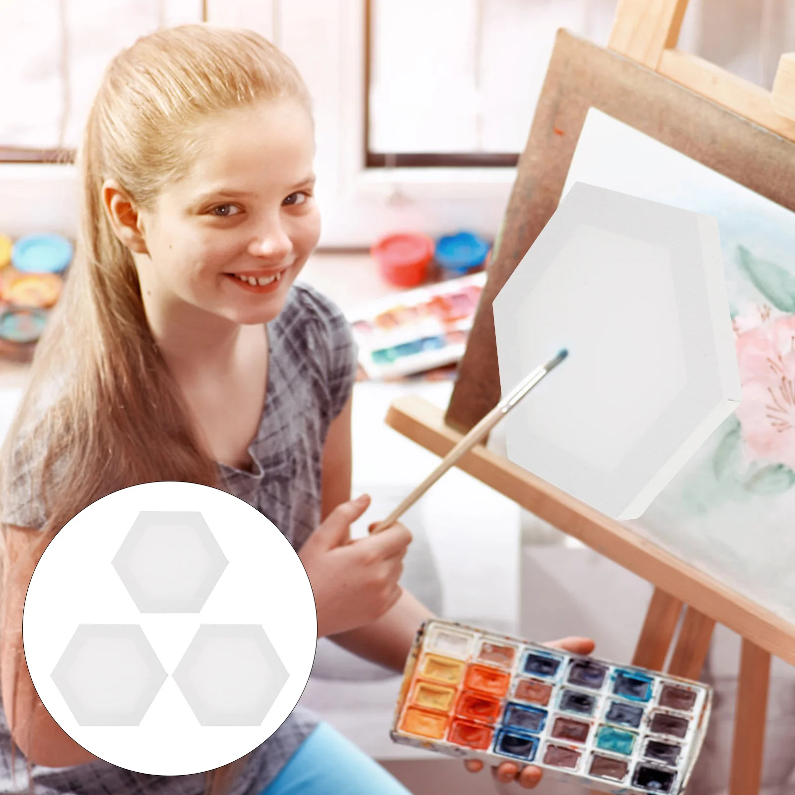 

3pcs Hexagon Canvas Frames Blank Painting Panels For Artists Oil Painting Supplies Diy Art Frames Stretched Canvas Boards