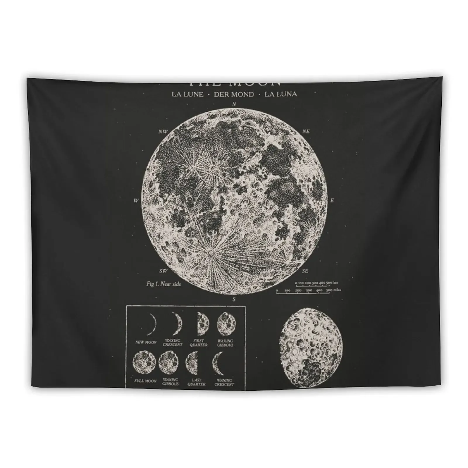 Moon Phases Vintage Poster Tapestry Outdoor Decor Wall Decorations Mushroom Tapestry