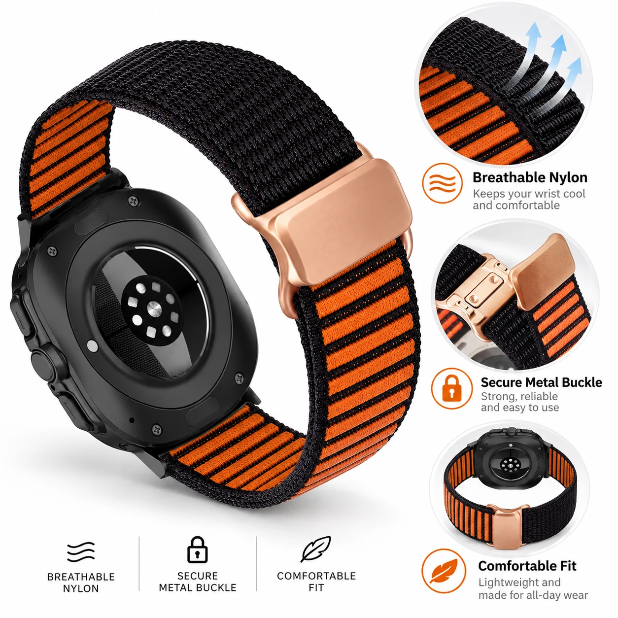 Nylon Loop straps for Samsung Watch 8/9 40mm 44mm accessories elastic brecelet correa Galaxy watch 8 classic 46mm band