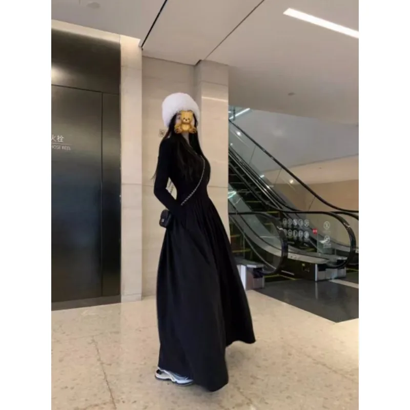 Robe taille haute à col rond pour femmes, nouveau Style français, jupe trapèze à la mode, jupe écrémante à la taille