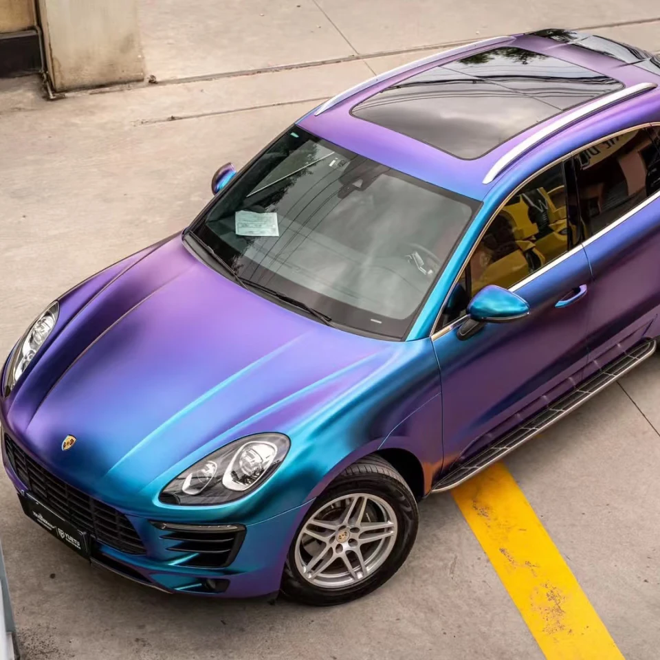 

Matte Metal Flake Vinyl Film Wrap Coat Protection for Car - Purple to Blue Gradient Car Wrap Matte Finish