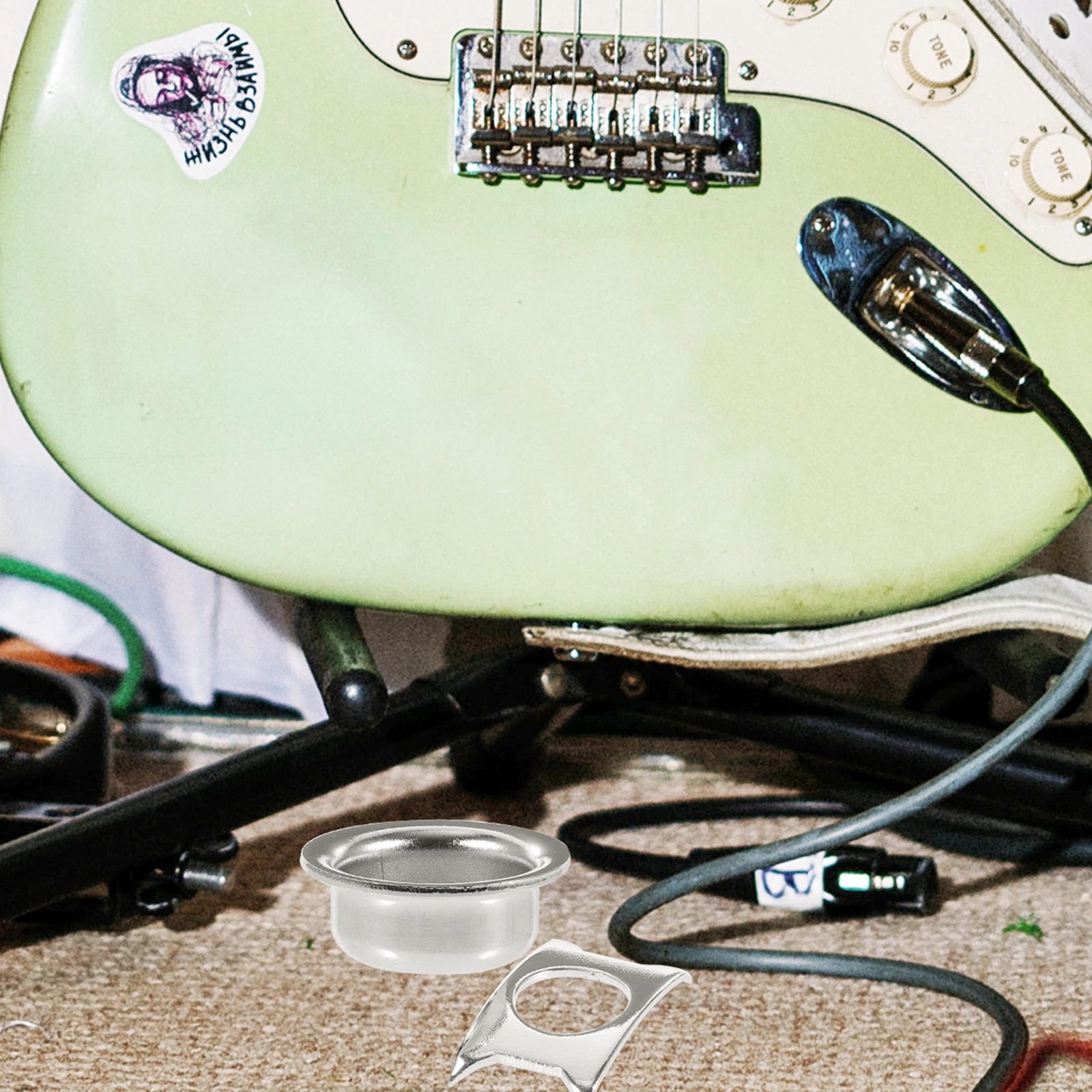 

2Pcs Round Cup Guitar Jack Cover Plate Nickel Plated Iron Socket Jack Replacement Parts for Electric Guitar Bass