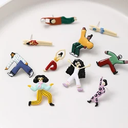 Cartoon Character Single Earrings Japanese Comic Style Hand-painted Enamel Earrings Women Cute Stud Earring Personalized Jewelry