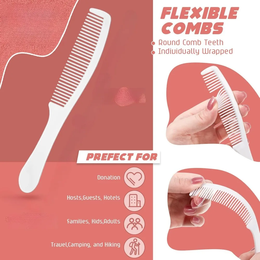 5 Pack Hotel Disposable Combs, Individually Wrapped Round Tooth Combs for Travel, Camping, Hotels, and Guest Use