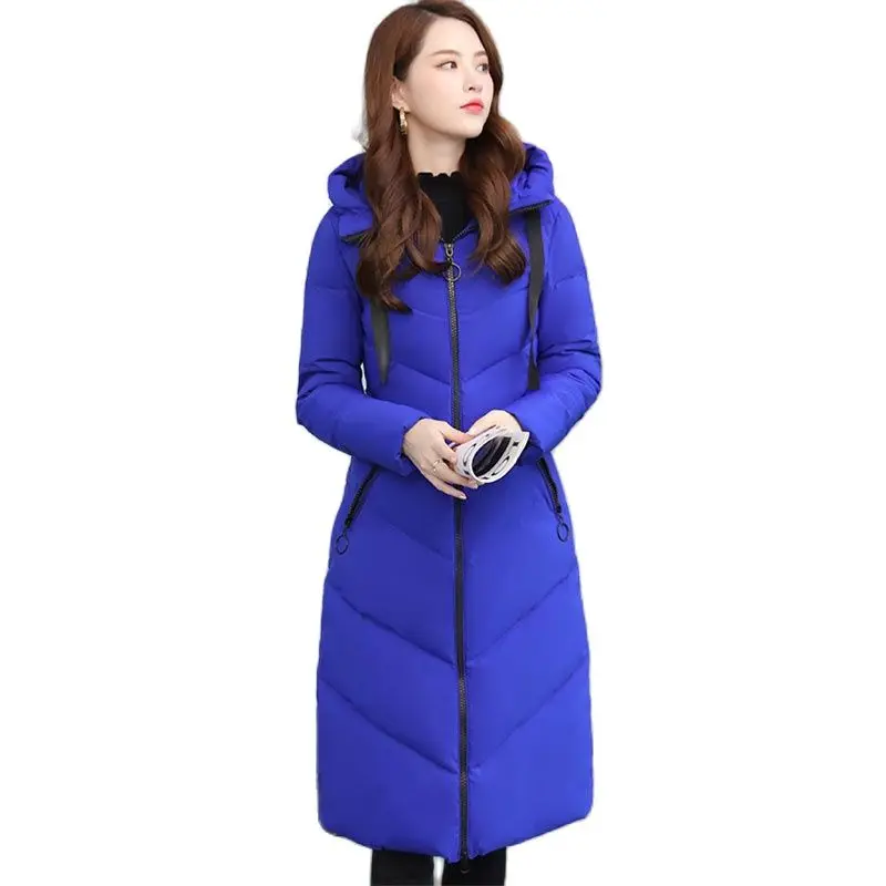 Women X-long Hooded Oversize Winter Down Jacket Student Thick Warm Cotton Padded Wadded Parkas Big Pocket