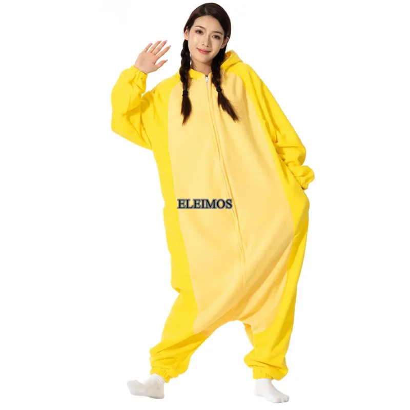 ELEIMOS ฮาโลวีน Onesie สีเหลือง Axolotl สําหรับผู้หญิงผู้ชายผู้ใหญ่สัตว์ Kigurumis ชุดนอนการ์ตูนชุดนอน Homewear ชุดคอสเพลย์