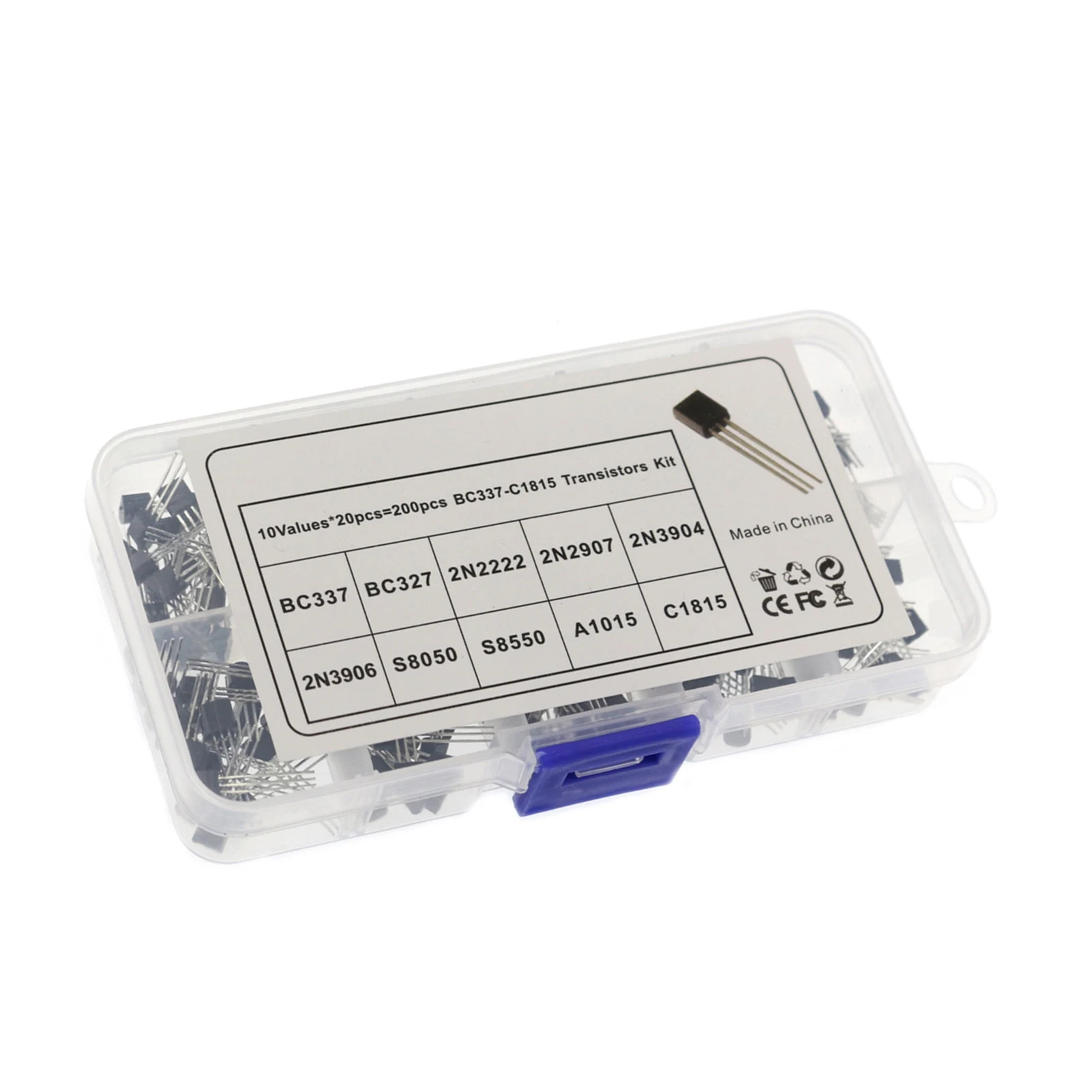 200 PZ TO-92 NPN P-NP P-ower Transistor 10 Tipi di Valori Kit Set BC337/ BC327/ 2N222/ 2N2907/ 2N3904/ 2N3906/ S8050/ S8550/ A1015
