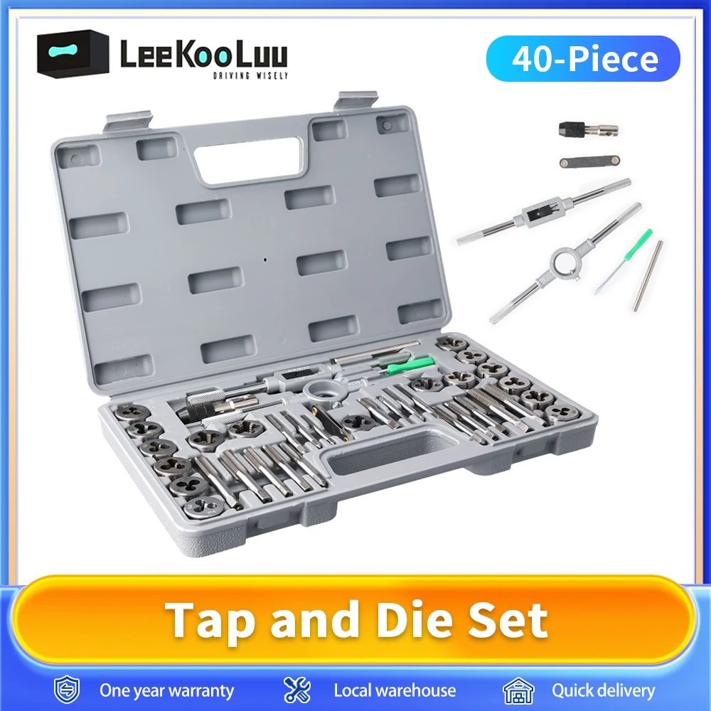 40pcs Tap And Die Set M3-M12 Male Thread Screw Threading Tool Kit Alloy Steel Female Mechanical Professional Tools Machine
